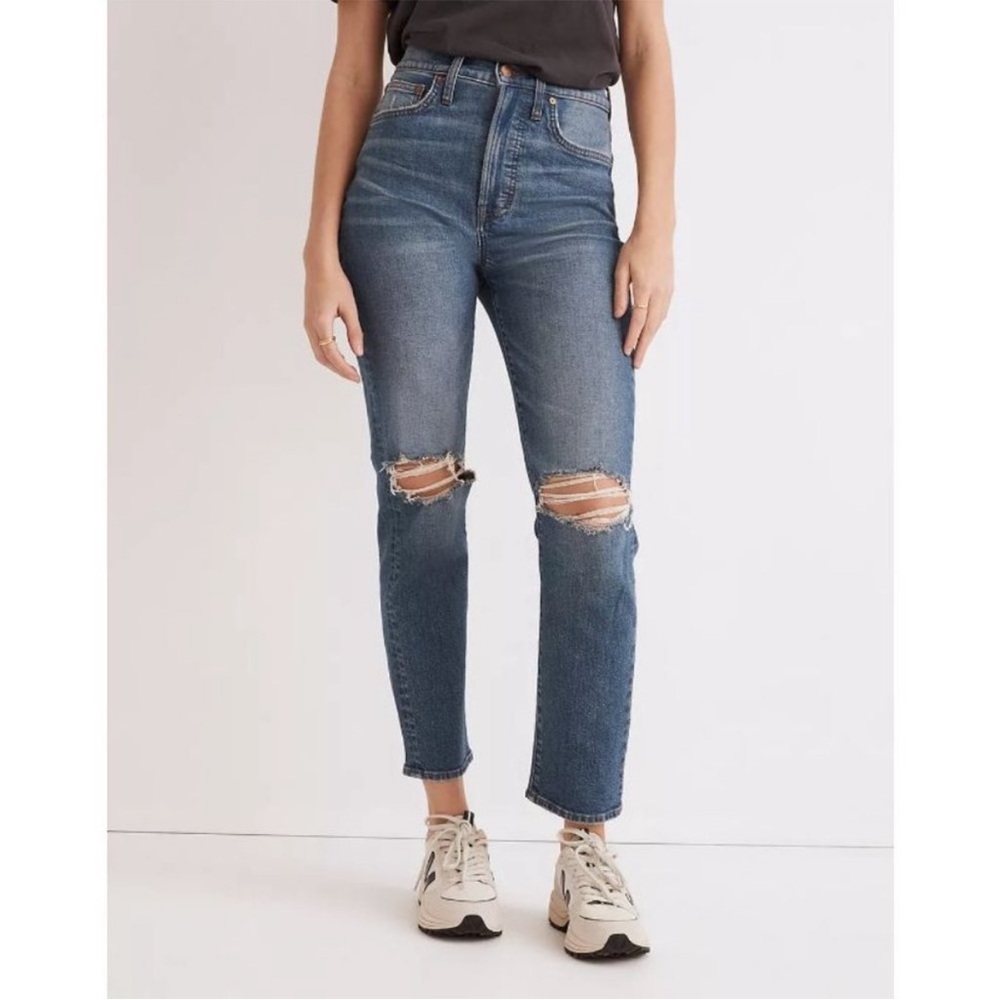 Madewell NWT The Perfect Vintage Crop Jean in Gooding Wash: Knee-Rip Edition